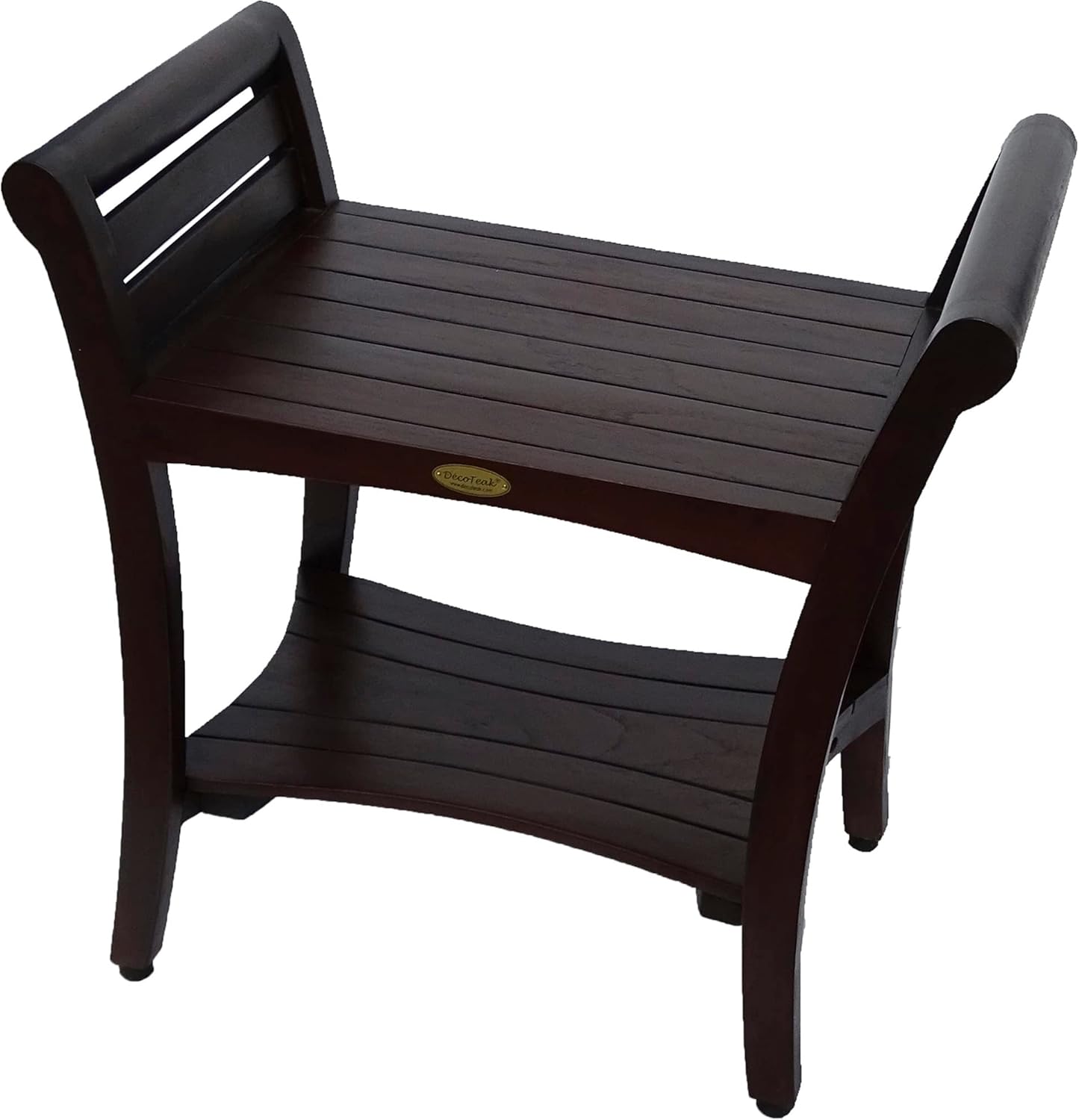 DecoTeak, Symmetry, 24", Teak Shower Bench, Teak Shower Bench, Teak Shower Seat, Teak Bench Shower, Teak Shower Stool, Teak Shower Bench for Inside Shower, 24 Inch, Brown, Safety Arms