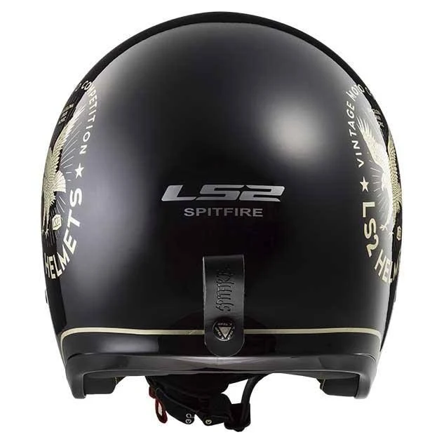 LS2 OF599 Spitfire Flier Jet Helmet, Black, Size Xs