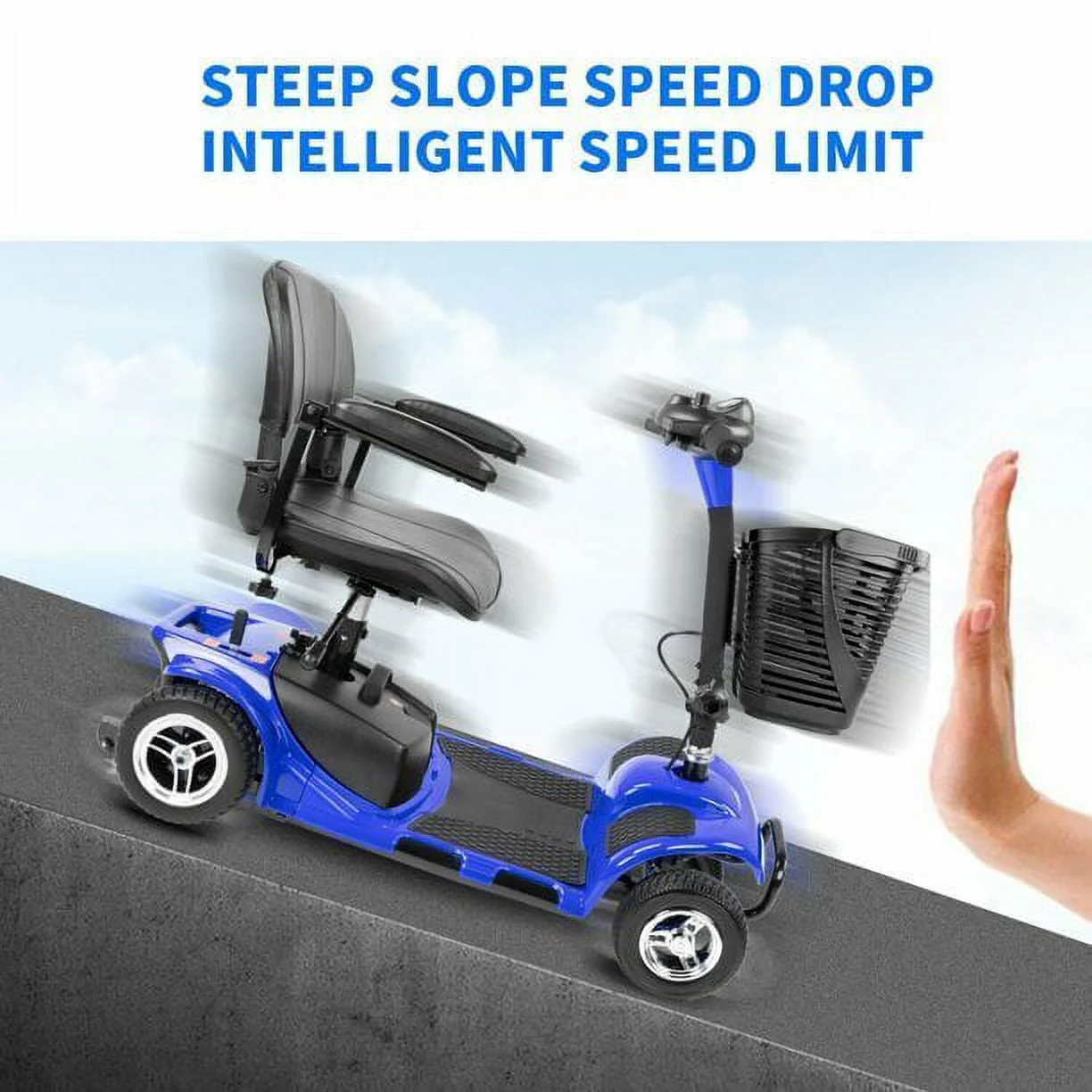 1inchome 4 Wheel Mobility Scooter for Seniors, Folding Electric Powered Wheelchair Device for Adults, Elderly, Gift for Elderly, Red