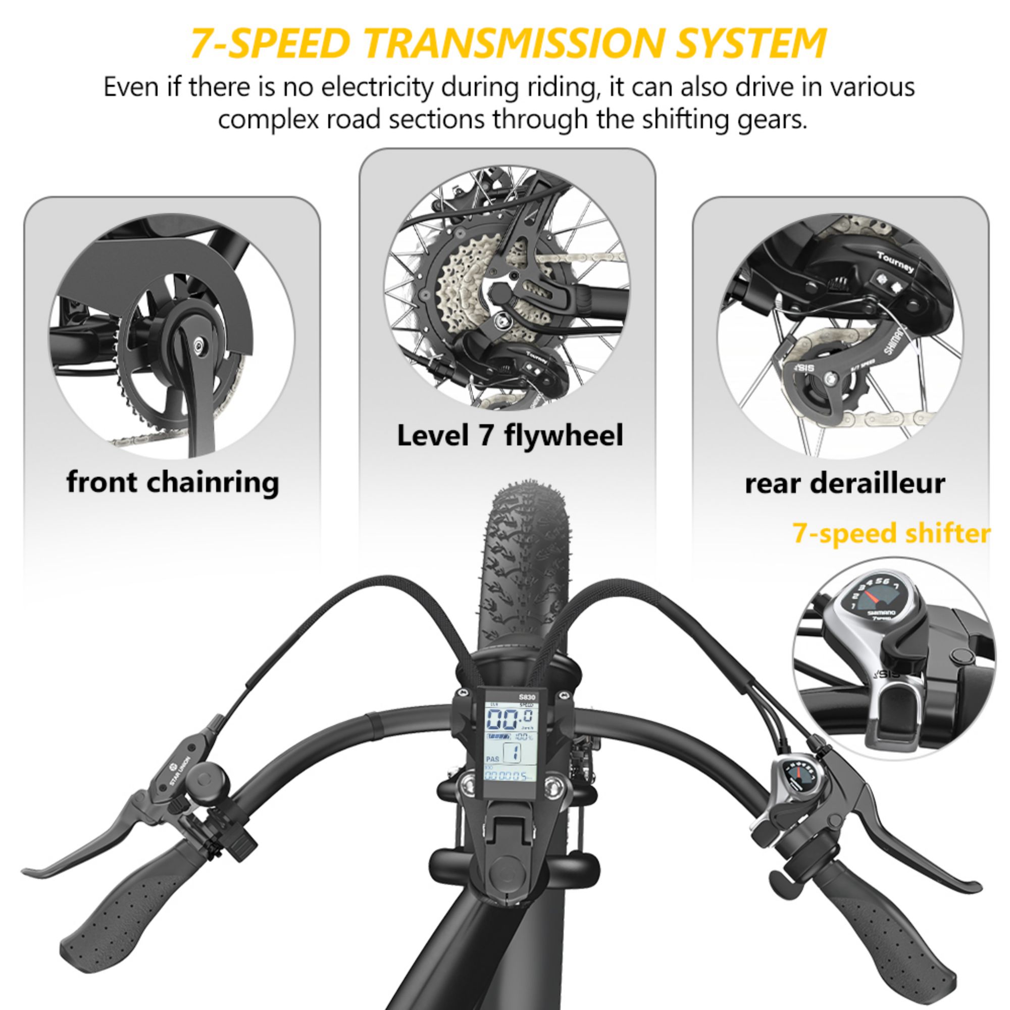 Hidoes Adult Electric Mountain Bikes Commute Ebike 1200W up to 49 Miles Long Range & 31mph, Pedal Assist E-bike Cruiser Electric Bicycle with Shimano 7 Speeds & 26" Fat Tire