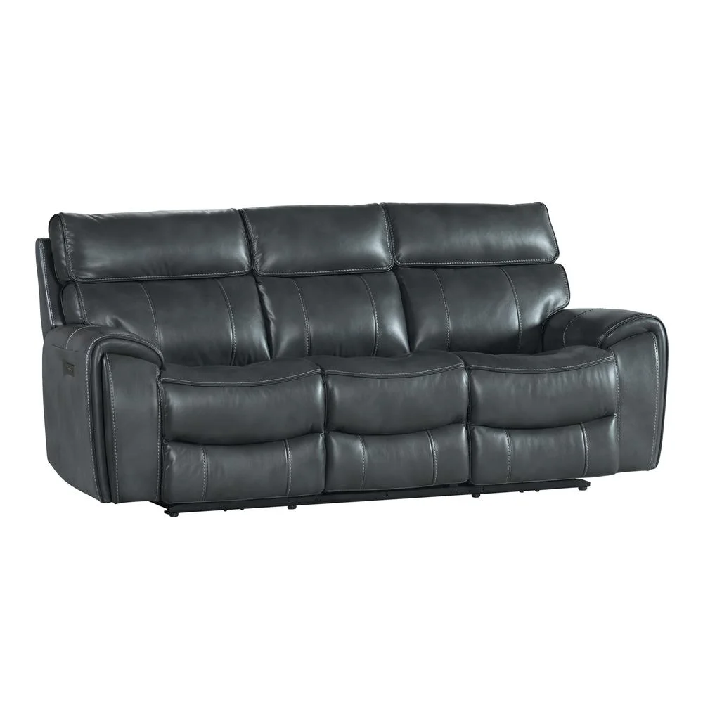 Intercon Furniture Summit Faux Leather Dual-Power Recliner Sofa in Slate Gray