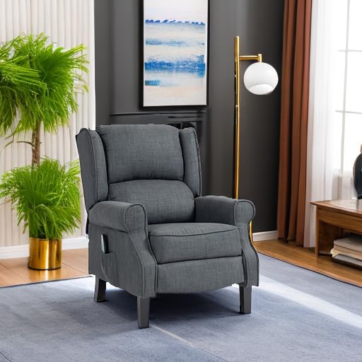 HOMCOM Vibration Massage Recliner Chair for Living Room with Heat, Wingback Single Sofa, Modern Suede Fabric Push Back Reclining Chair with Footrest, Side Pocket, Black