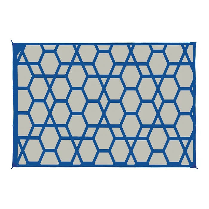 Camping World Reversible RV Patio Mat, Geometric Design in Blue