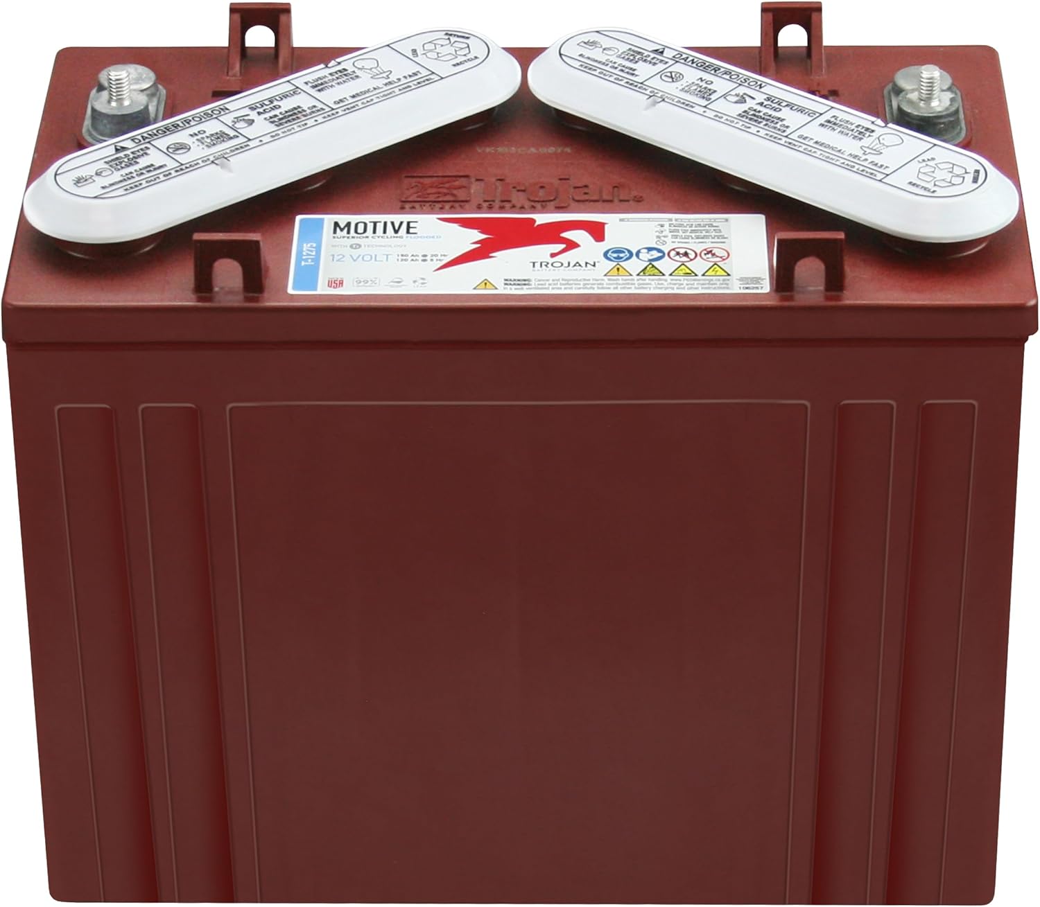 Trojan T-125 GC2 6 Volt 240mAh Deep-Cycle Flooded/Wet Lead-Acid Battery - Golf Carts, Utility Vehicles (UTVs), Marine/Boating, Recreational/Electric Vehicles, Solar/Renewable Energy