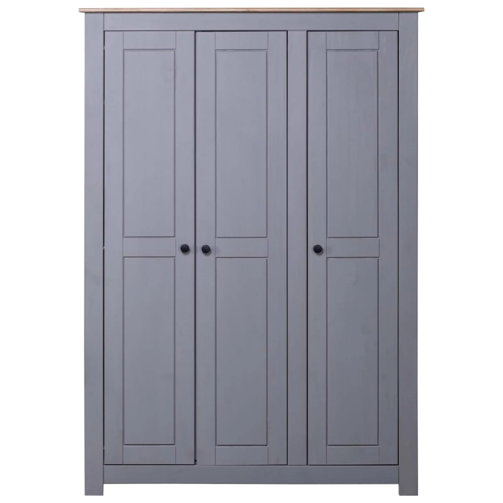 Tomshoo 3-Door Wardrobe Gray 46.5"x19.7"x67.5" Pine Panama
