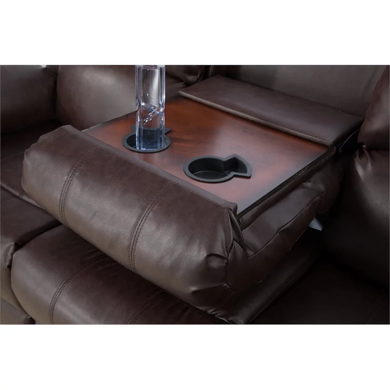 Lifestyle Furniture Provo 3-Pieces Faux Leather Recliner Sofa Set in Espresso