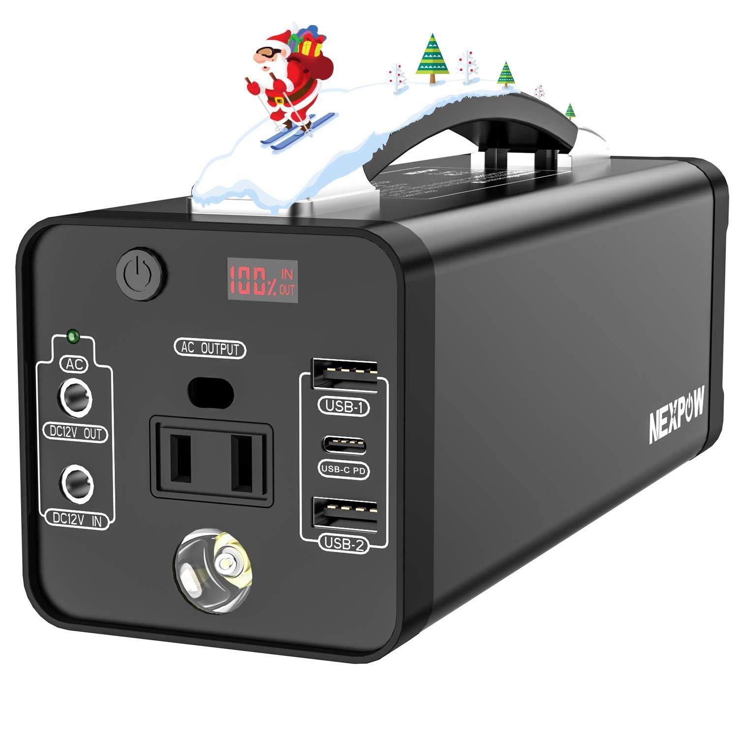 Nexpow Portable Power Station, 178Wh Solar Generator Lithium Polymer Battery Emergency Backup Portable Power Source with 110V/12