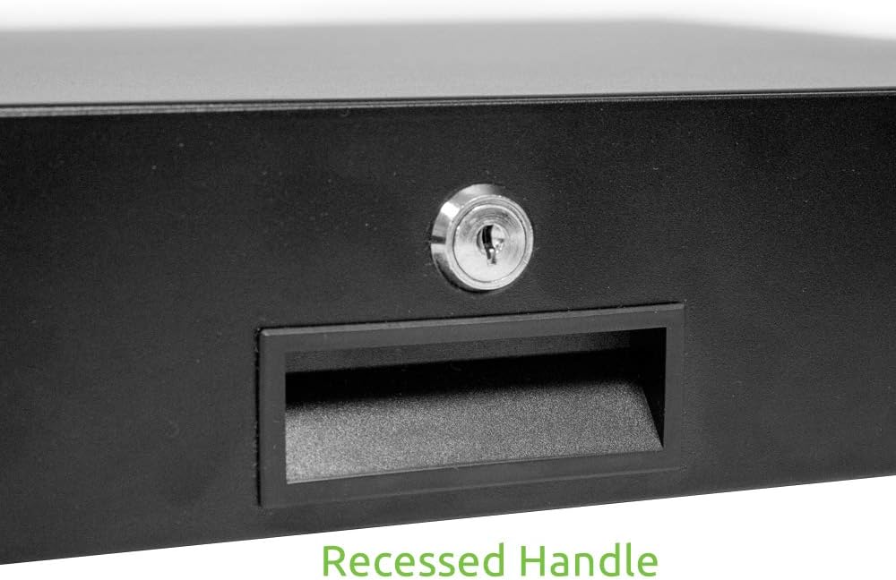 NavePoint Rack Mount Drawer for 19-Inch Server Cabinet Case Or DJ with Lock and Key 4U Black
