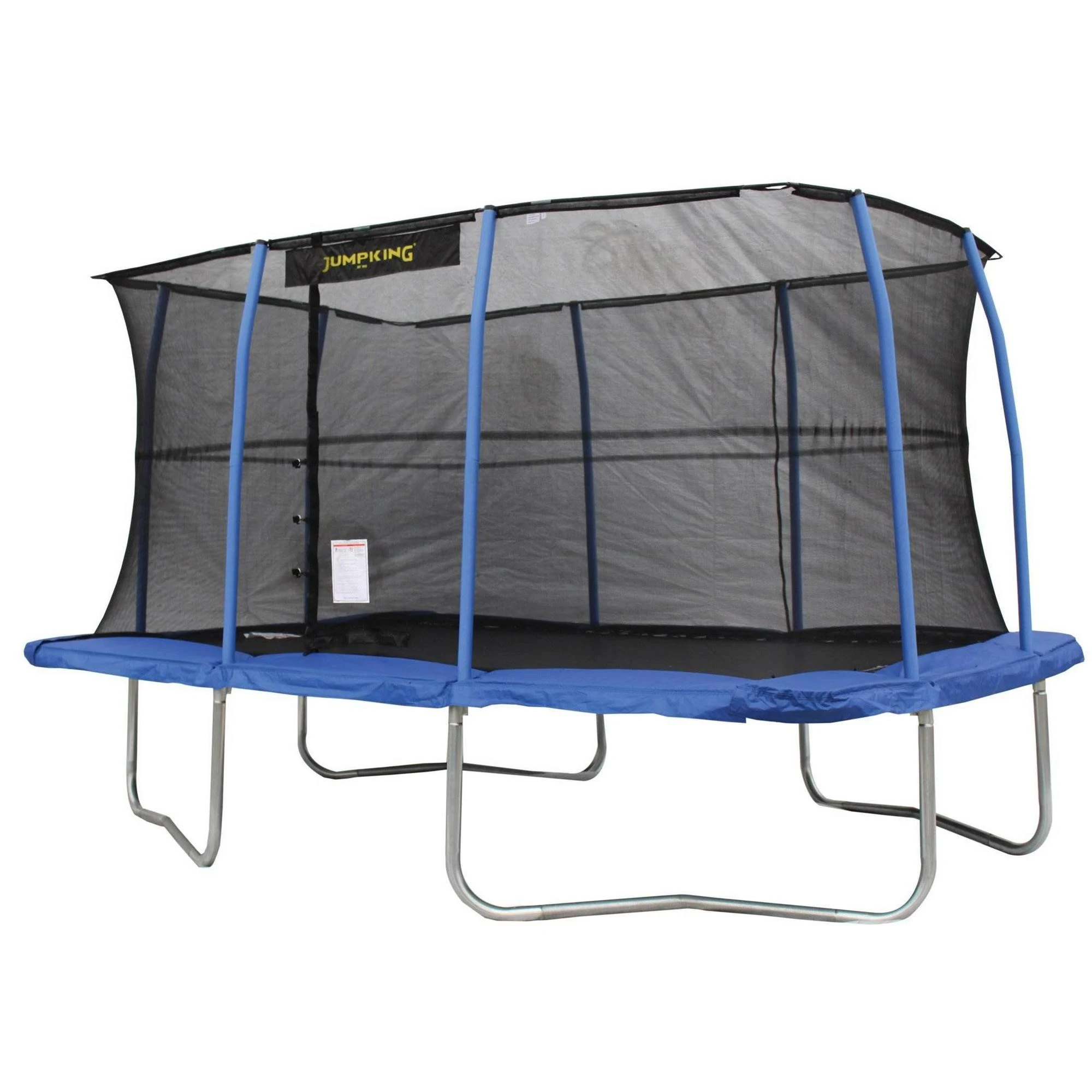 Jumpking 10 x 14 Foot Rectangular Trampoline with Safety Net Siding Blue