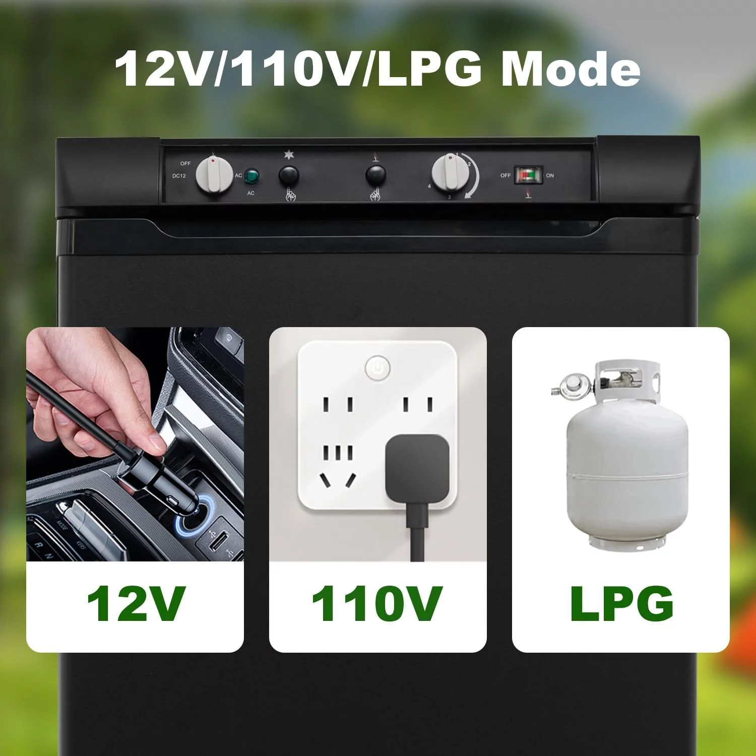 SMAD 3.5 Cu ft 3 Way Fridge, Refrigerator Freezer Combo, 12V/110V/LPG Camping Offgrid RV Travel Cabin Truck Outdoor