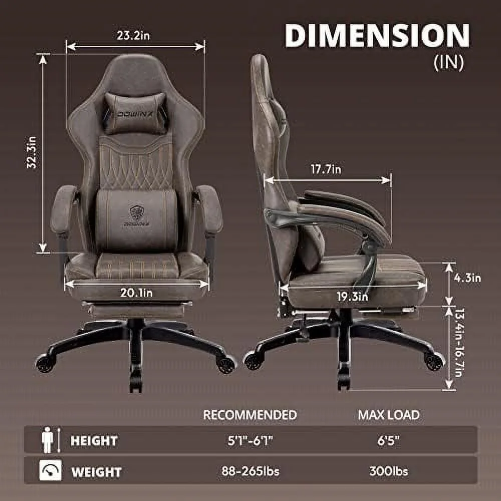 Gaming Chair Breathable PU Leather Gamer Chair with Pocket Spring Cushion  Ergonomic Computer Chair with Massage Lumbar Support Adjustable Swivel Task Chair with Footrest(Black)