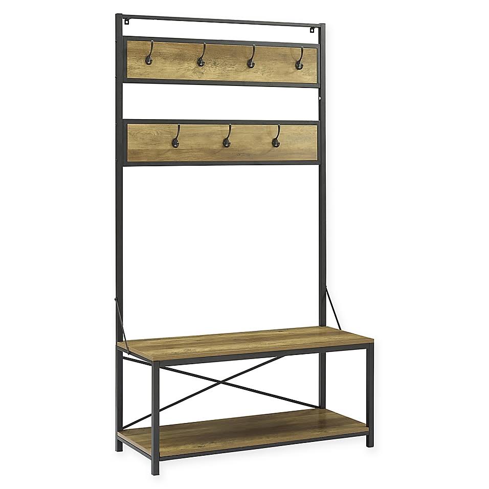 Forest Gate Wheatland 72x22 Hall Tree in Rustic Oak