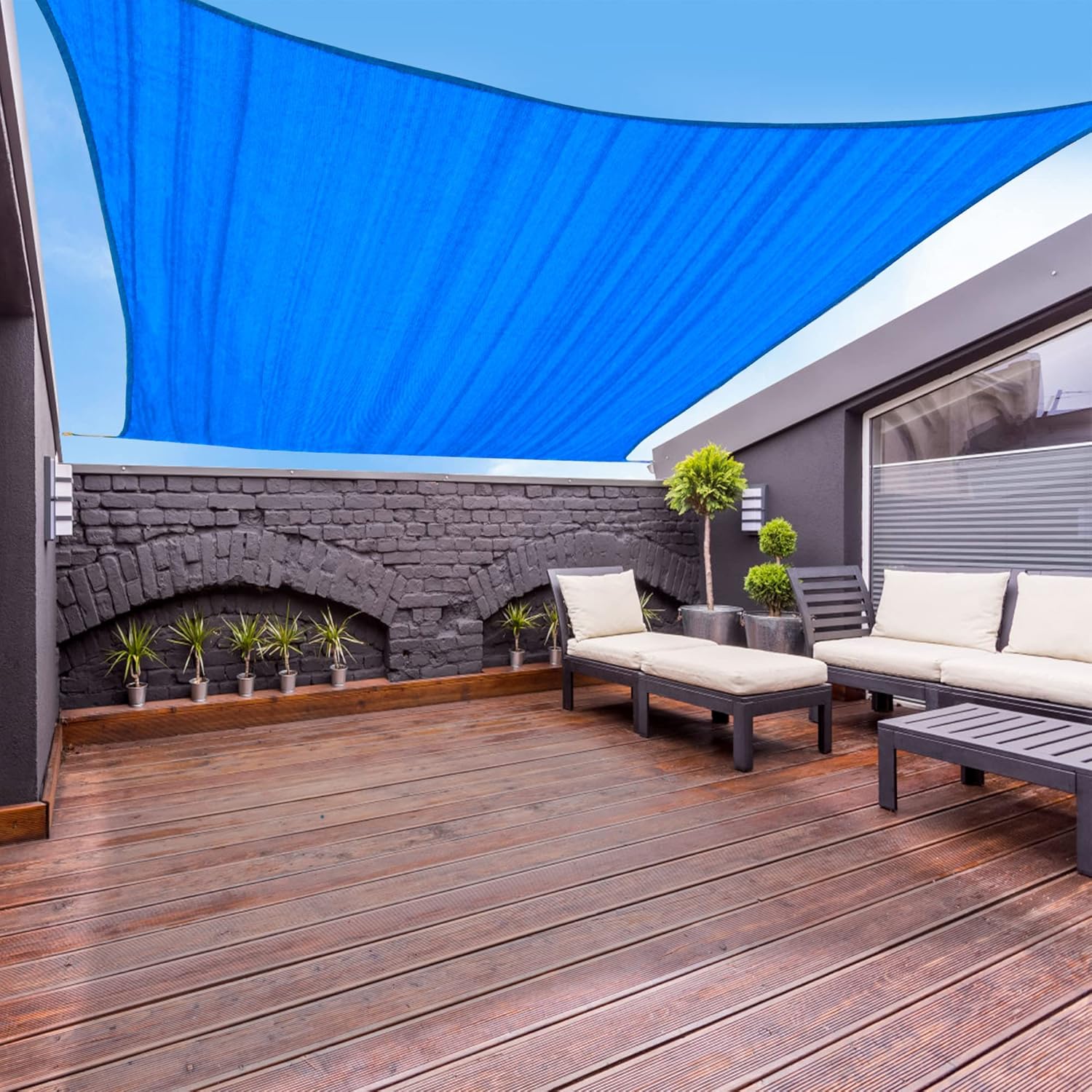 Garden expert 20'x20' Sun Shade Sail Sand Large Square Canopy Sail Shade Cloth for Patio Garden Outdoor Backyard