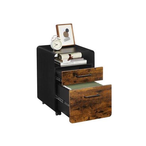 SONGMICS Black u0026 Rustic Brown File Cabinet with 2 Drawers
