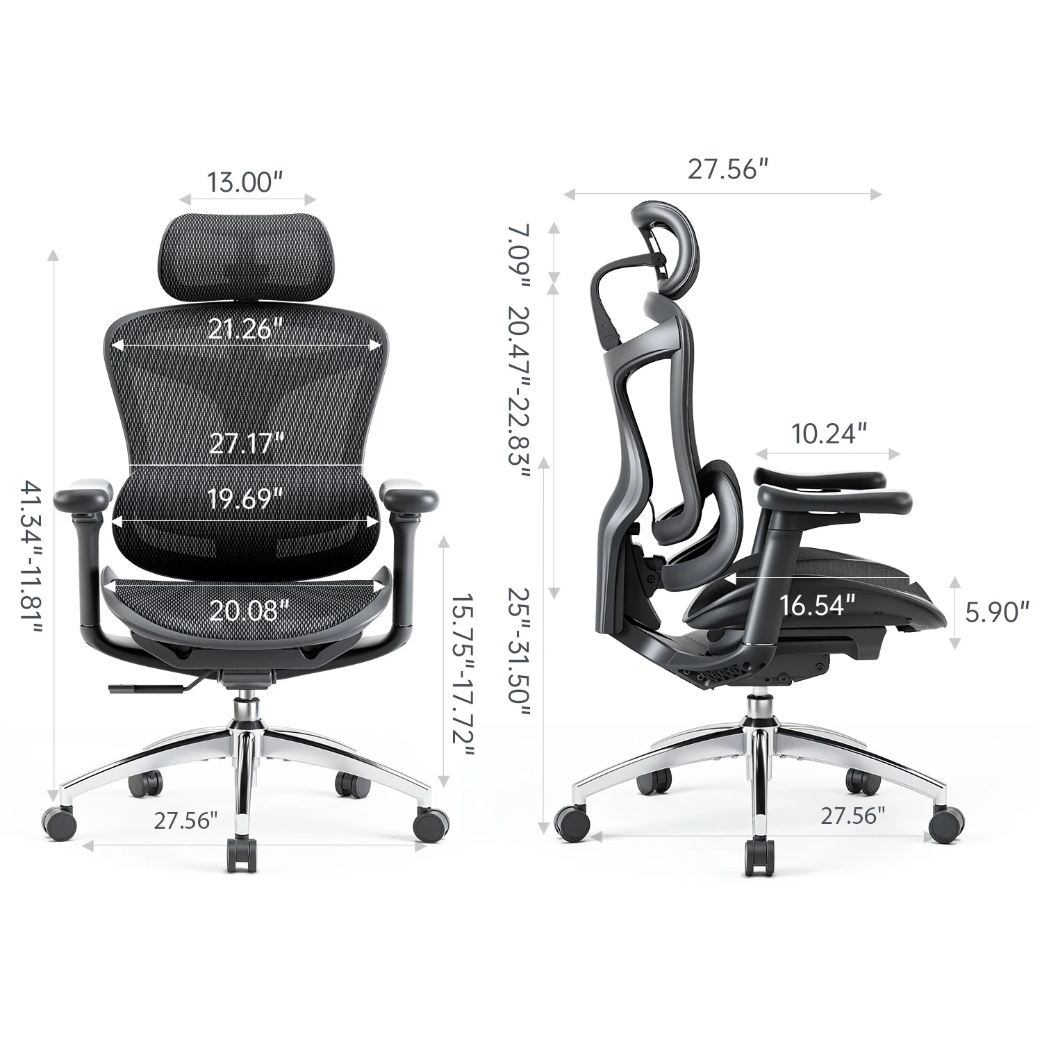 SIHOO Ergonomic Ofiice Chair Doro-C300, Auto-Adaptive Lumbar Support, 3D Linkage Armrests, Computer Desk Chair with 4-Position Adjustable Backrest, Mesh Office Chair for 300lbs, Black