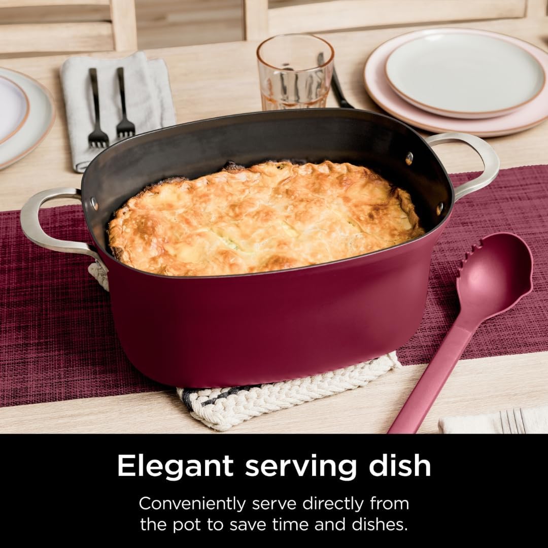 Ninja MC1000 Foodi Possible Cooker PRO 8.5 Quart Multi-Cooker, with 8-in-1 Slow Cooker, Dutch Oven, Steamer, Glass Lid Integrated Spoon, Nonstick, Oven Safe Pot to 500°F Cherry Tarte, EASY CLEANUP