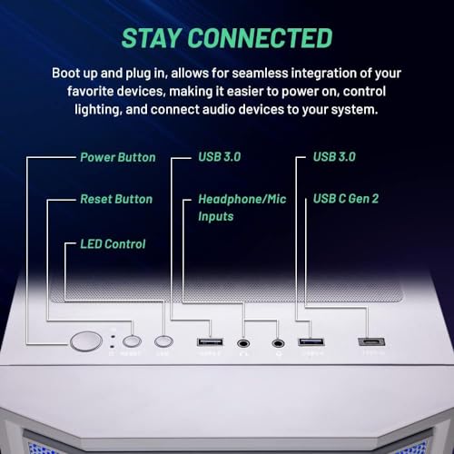 Skytech Gaming Blaze 3.0 Gaming PC Desktop - AMD Ryzen 5 3600 3.6GHz, 3060 12GB, 16GB DDR4 3200, 1TB SSd, 600W Gold PSU, Windows 10 Home 64-bit, AC WiFi, White