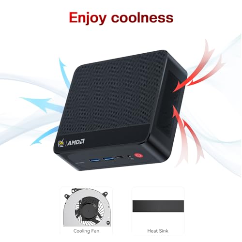 Beelink Mini PC EQR5 5825U AMD Ryzen 7 Processor(8C/16T, up to 4.5GHz), Micro Computer 16GB DDR4 500GB SSD Built-in PSU, Mini Computers Dual HDMI/4K 60Hz/WiFi6/BT5.2 Home/Office/HTPC