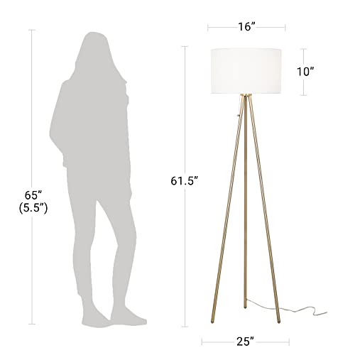 Catalina Lighting 22965-000 Mid-Century Modern Tripod Floor Lamp, Standing Lamp, Living Room Floor Light, LED Bulb NOT Included, 61.25", Antique Brass