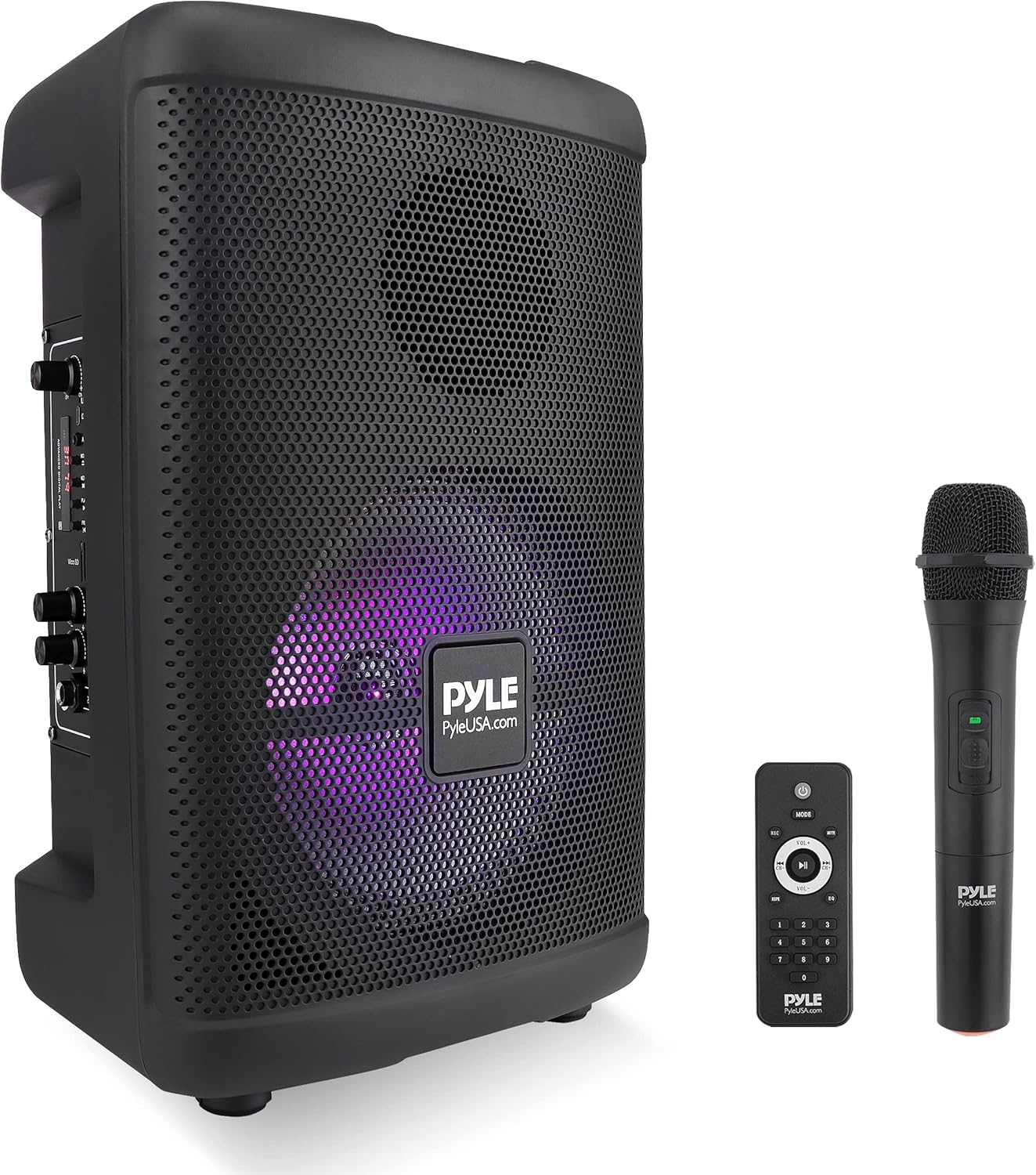 Pyle Portable Bluetooth PA Speaker - 500W 15” Rechargeable Outdoor BT Karaoke Audio System - TWS, Party Lights, LED Display, FM/AUX/MP3/USB/SD, 6.5mm in, Carry Handle - Wireless Mic, Remote Control