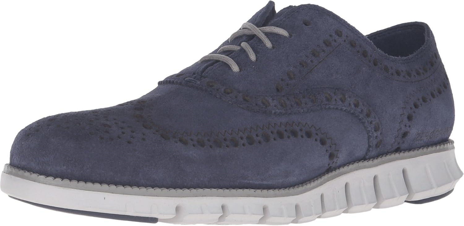 Cole Haan mens Zerogrand Wing Suede Oxford, Marine Blue Suede/Vapor Grey, 7 US