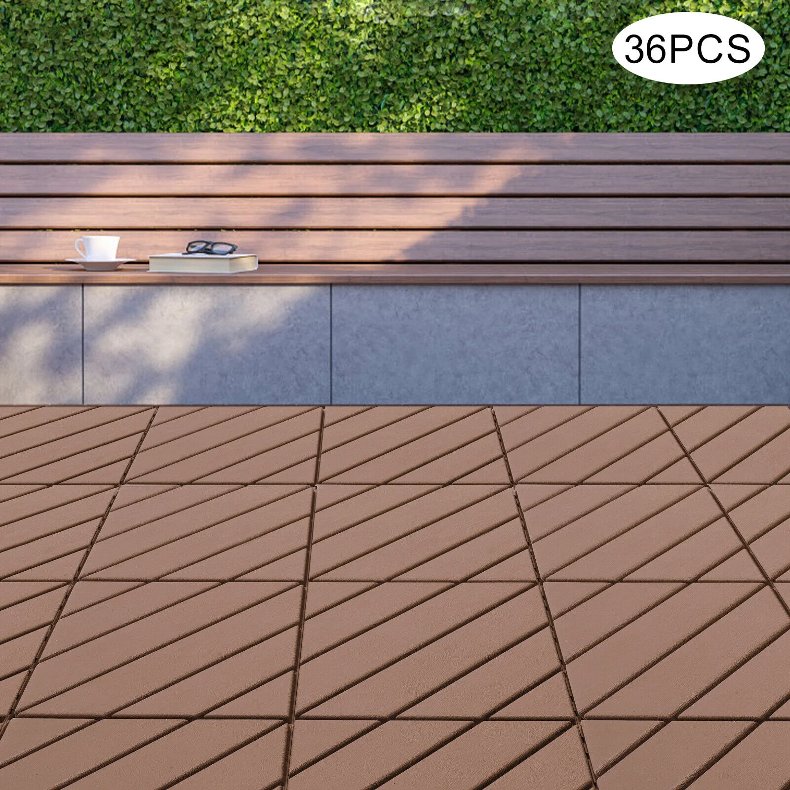 Modern 36PCS Interlocking Deck Tiles Floor Mount Plastic Composite Patio Deck Tiles 12”x12”