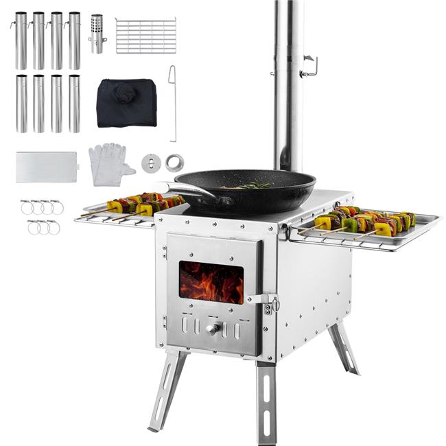 Vevor ZPQNLFX86INCHJ36WV0 86 in. Stainless Steel Camping Tent Stove
