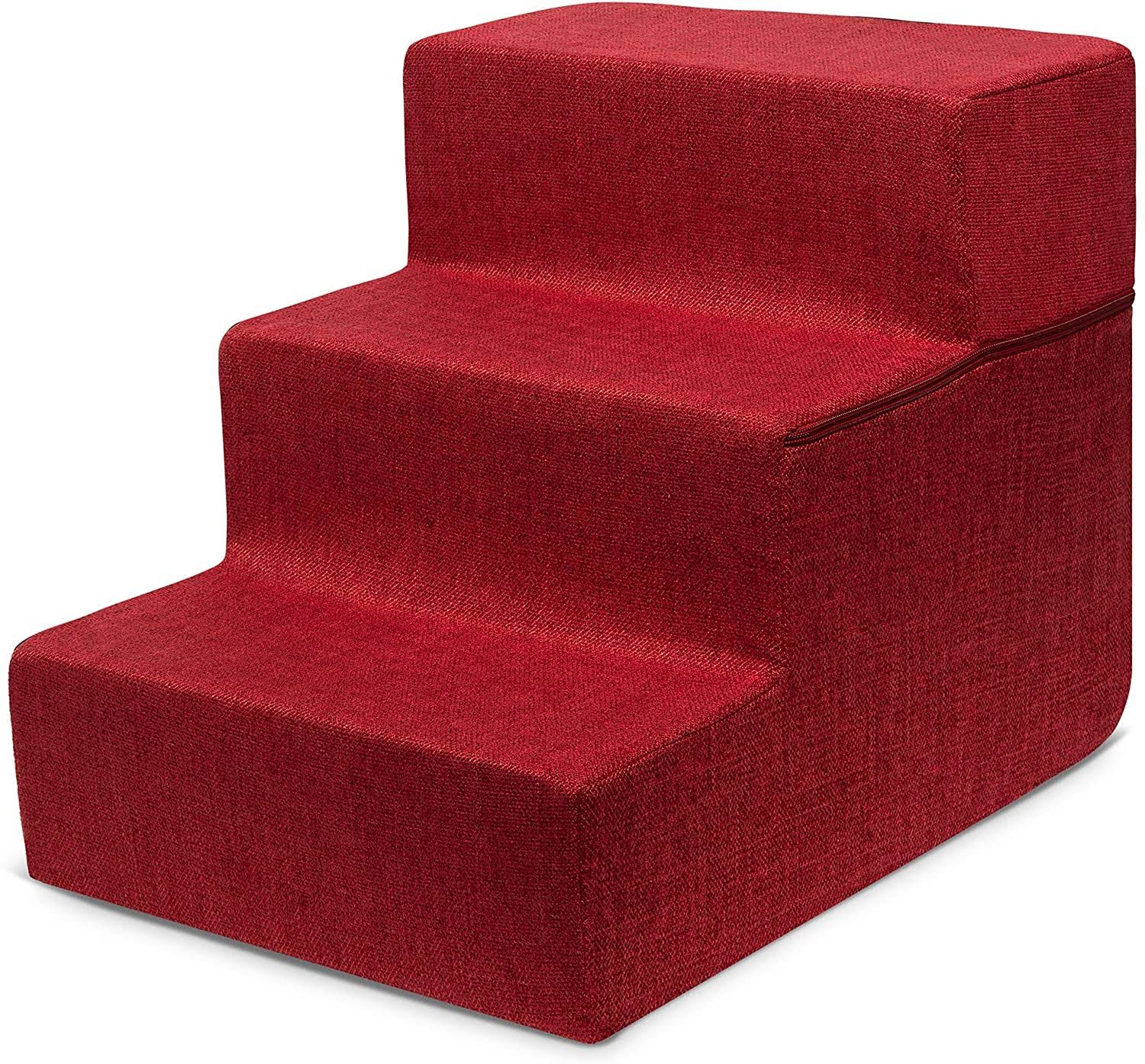 Best Pet Supplies Linen u0026 Foam Dog u0026 Cat Stairs - 4-Step / Pale Teal