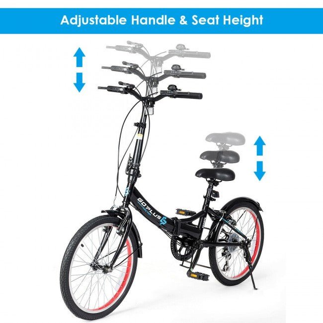 Lightweight 20 Inch Folding Bicycle W/ 7-Speed Drivetrain