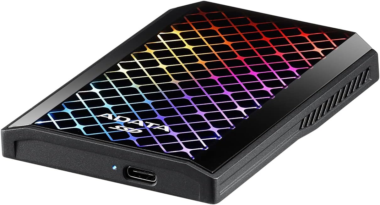 ADATA RGB SE900 1TB USB3.2 Gen2x2 Type-C Super Fast Transfer up to 2000MB/s Gaming and Personal External SSD (ASE900G-1TU32G2-CBK)