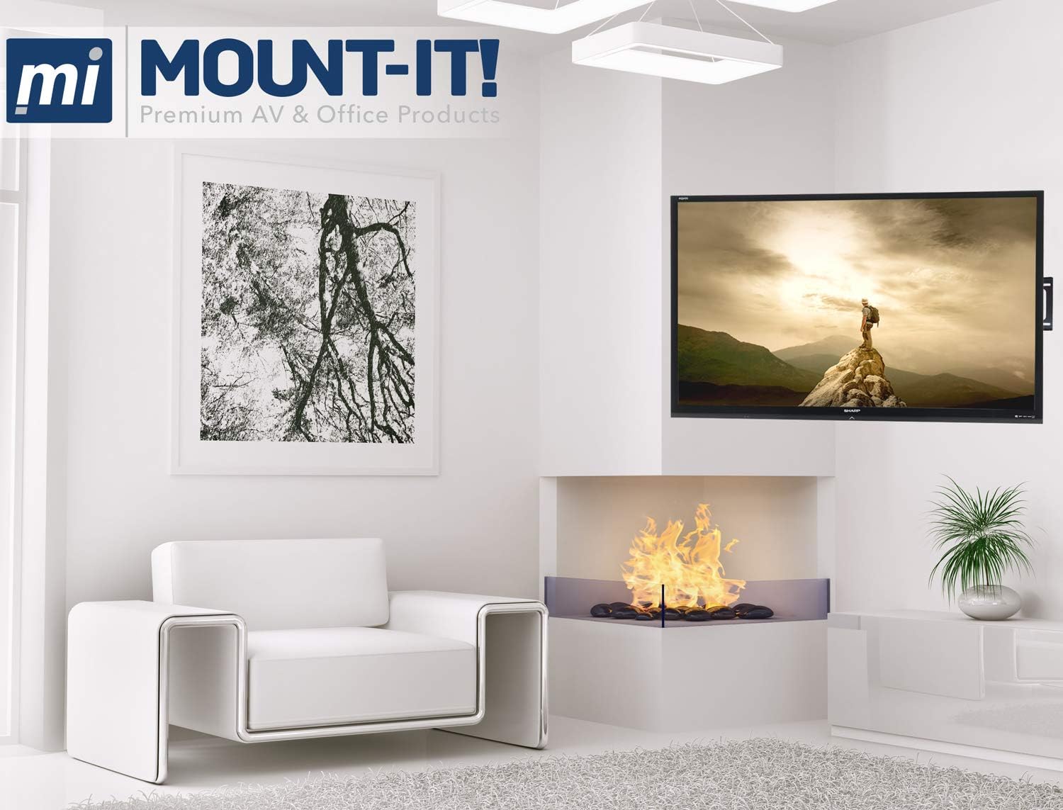 Mount-It! Corner TV Mount | Premium Swivel Full Motion Caddy Corner Wall Bracket for 37-63 inch Flat Panel Screens VESA up to 800x400, 132 lb Capacity, Black Pack of 2