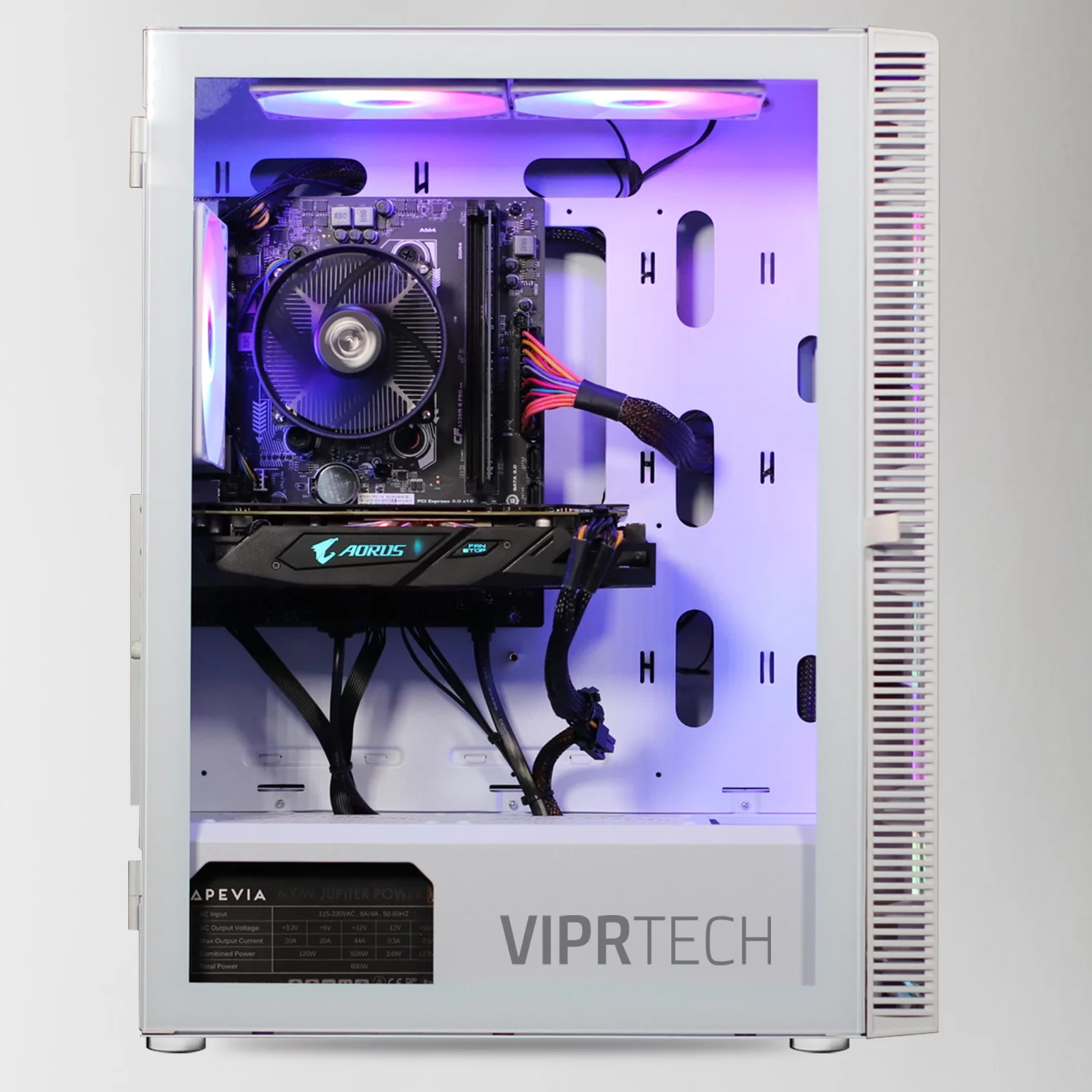 ViprTech.com Icefall Gaming PC Computer Desktop - AMD Ryzen 5 (12-Core), NVIDIA RTX 2060 6GB, 16GB DDR4 RAM, 128GB M.2 SSD, 1TB HDD, VR-Ready, Streaming, RGB, WiFi, Windows 10 Pro, 1 Year Warranty