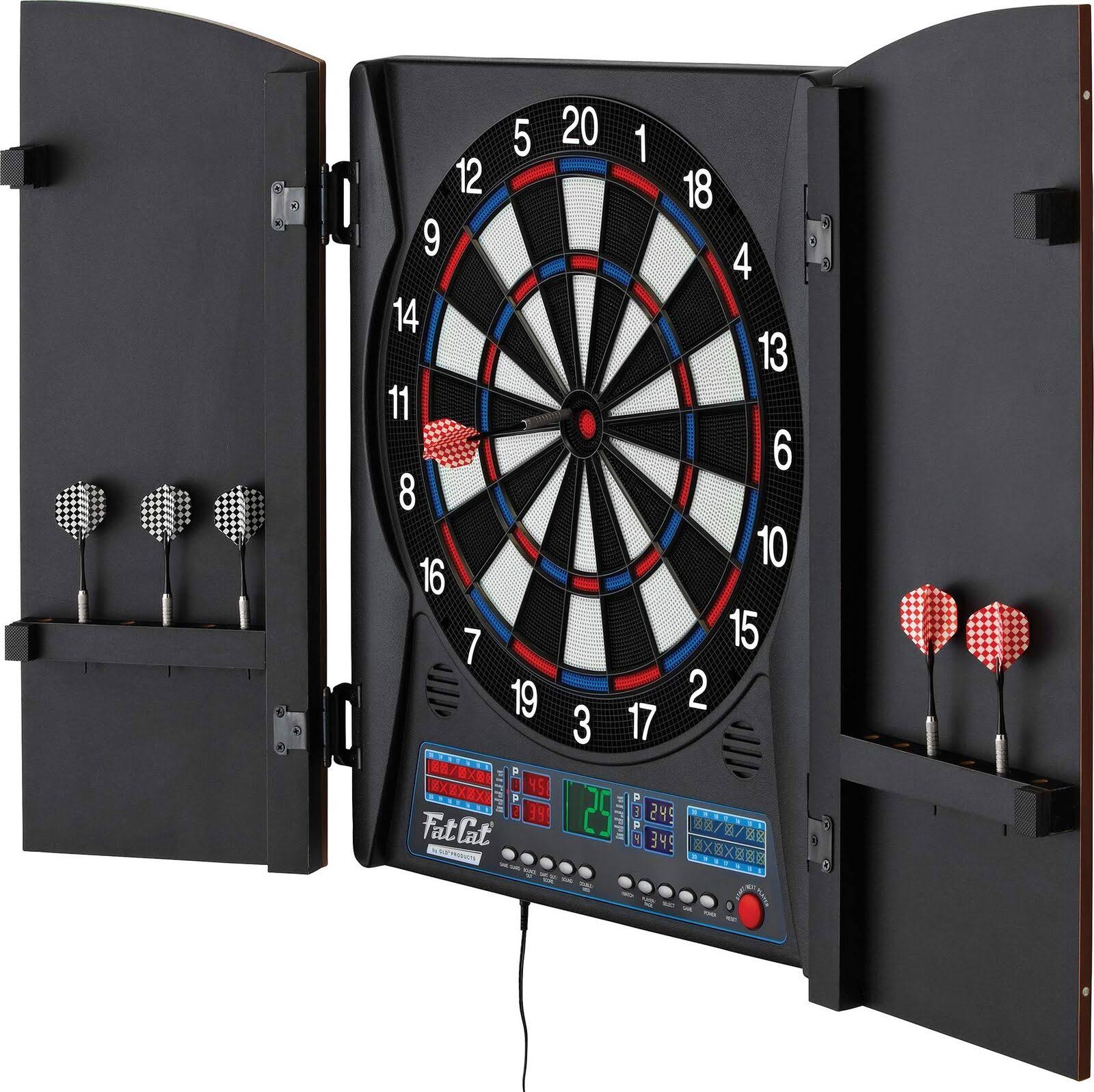 Fat Cat Electronx Electronic Soft Tip Dartboard with Cabinet