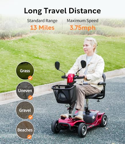 Mobility-Scooters-for-Adults, Powered Mobility Scooter Seniors, All Terrain Motorized Scooter with Seat, Folding Power Wheelchair, 4 Wheel Foldable Electric Scooter-2024 New