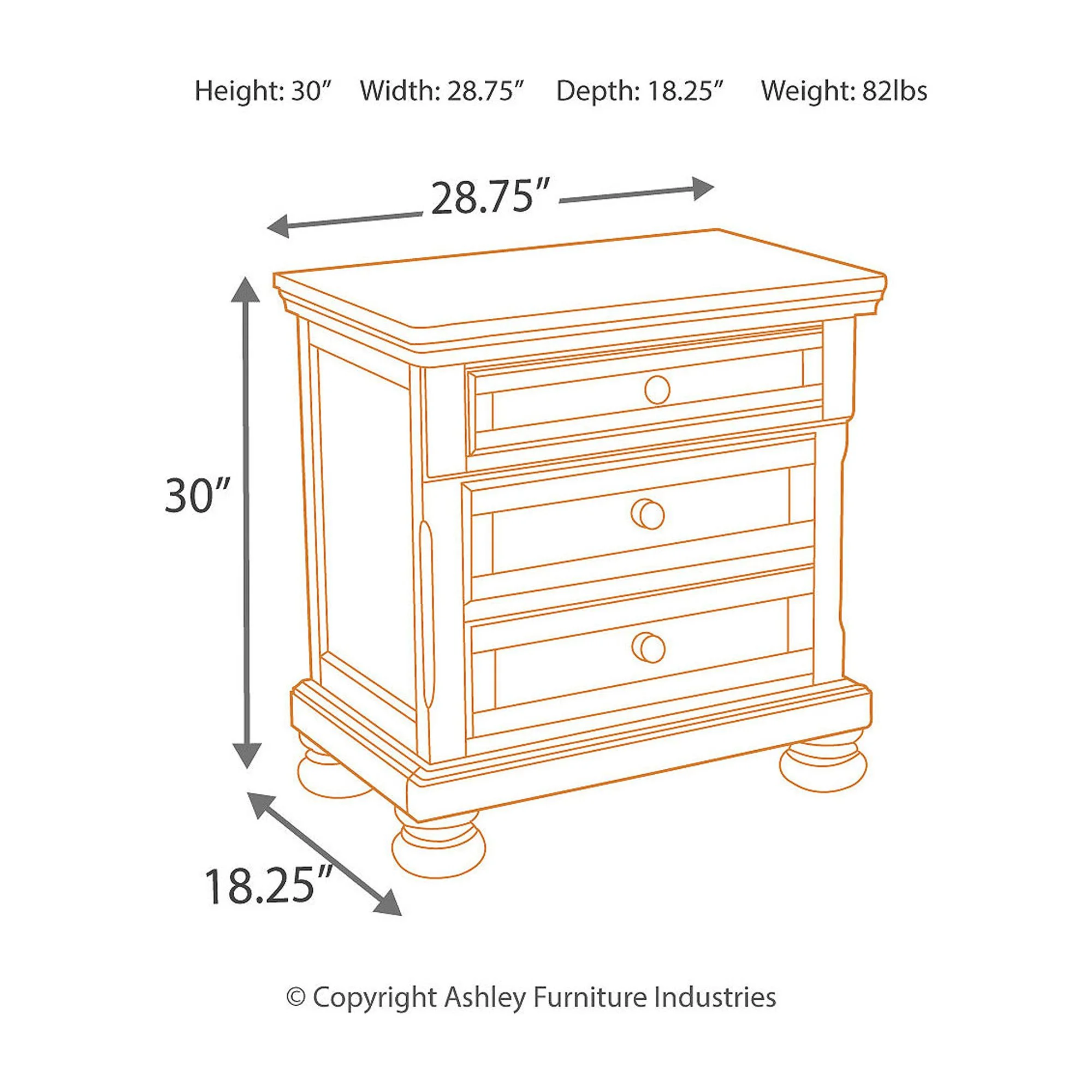 Signature Design by Ashley Porter Classic 2 Drawer Nightstand with Dovetail and Ball-bearing Construction, Dark Brown