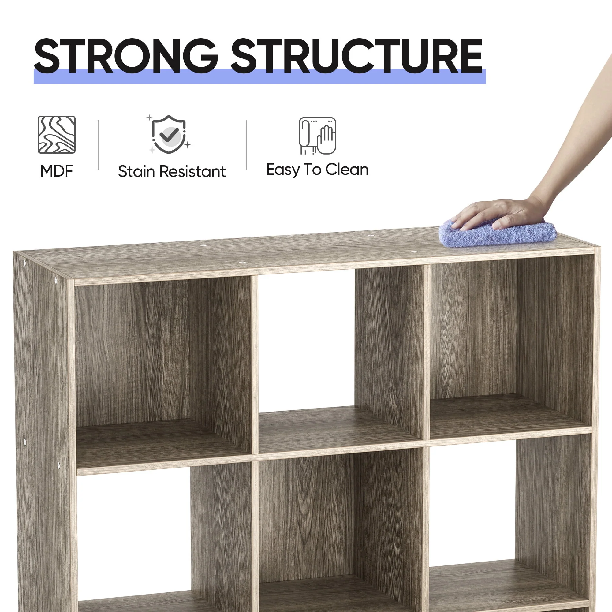 ZENY 9 Cubes Wooden Cube Organizer Bookcase Cubecials Cabinet Storage (Black)