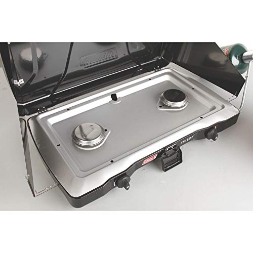 Coleman Triton 2-Burner Propane Stove, Portable Camping Cooktop with 2 Adjustable Burners & Wind Guards, 22,000 BTUs of Power