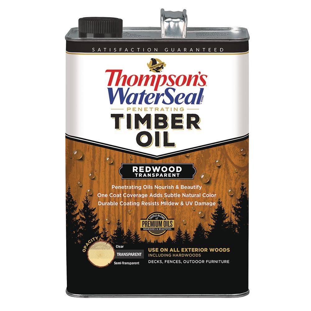 Thompson's Waterseal 1 gal. Transparent Redwood Penetrating Timber Oil Exterior (4-Pack), Browns/Tans