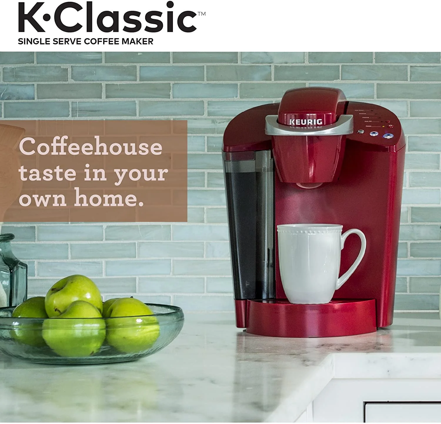 Keurig K-Classic Coffee Maker, Single Serve K-Cup Pod Coffee Brewer, 6 to 10 oz. Brew Sizes, Rhubarb