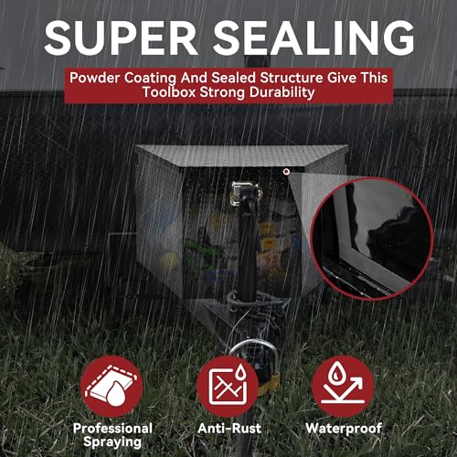 YITAMOTOR 33 Inch Trailer Tongue Boxes, Heavy Duty Aluminum Trailer Tool Box, Diamond Plate Storage Box, Waterproof Trailer Box for Pick Up Truck Bed, RV Trailer with Lock and Keys