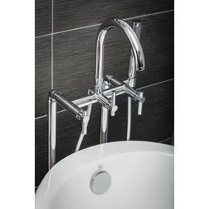 Pelham u0026 White Luxury Tub Filler Faucet, Modern Design, Floor Mount Installation, Lever Handles, Polished Chrome Finish - Br
