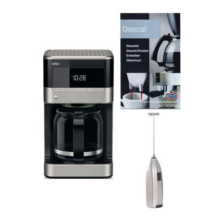Braun KF7150BK Brew Sense Drip Coffee Maker (Black) with Descaling Powder Bundle, Size: Large