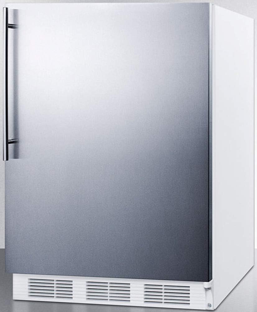Summit Appliance FF61WBISSHVADA ADA Compliant Built-in Undercounter All-refrigerator for Residential Use with Auto Defrost, Stainless Steel Wrapped Door, Professional Thin Handle & White Cabinet