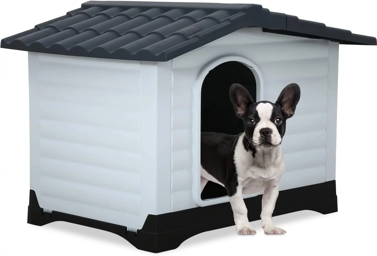 Indoor Outdoor Dog House Big Dog House Plastic Dog Houses for Small Medium Large Dogs 26 Inch High All Weather Dog House with Base Support House with Air Vents Elevated Floor Water Resistant - Curated Treasures Market
