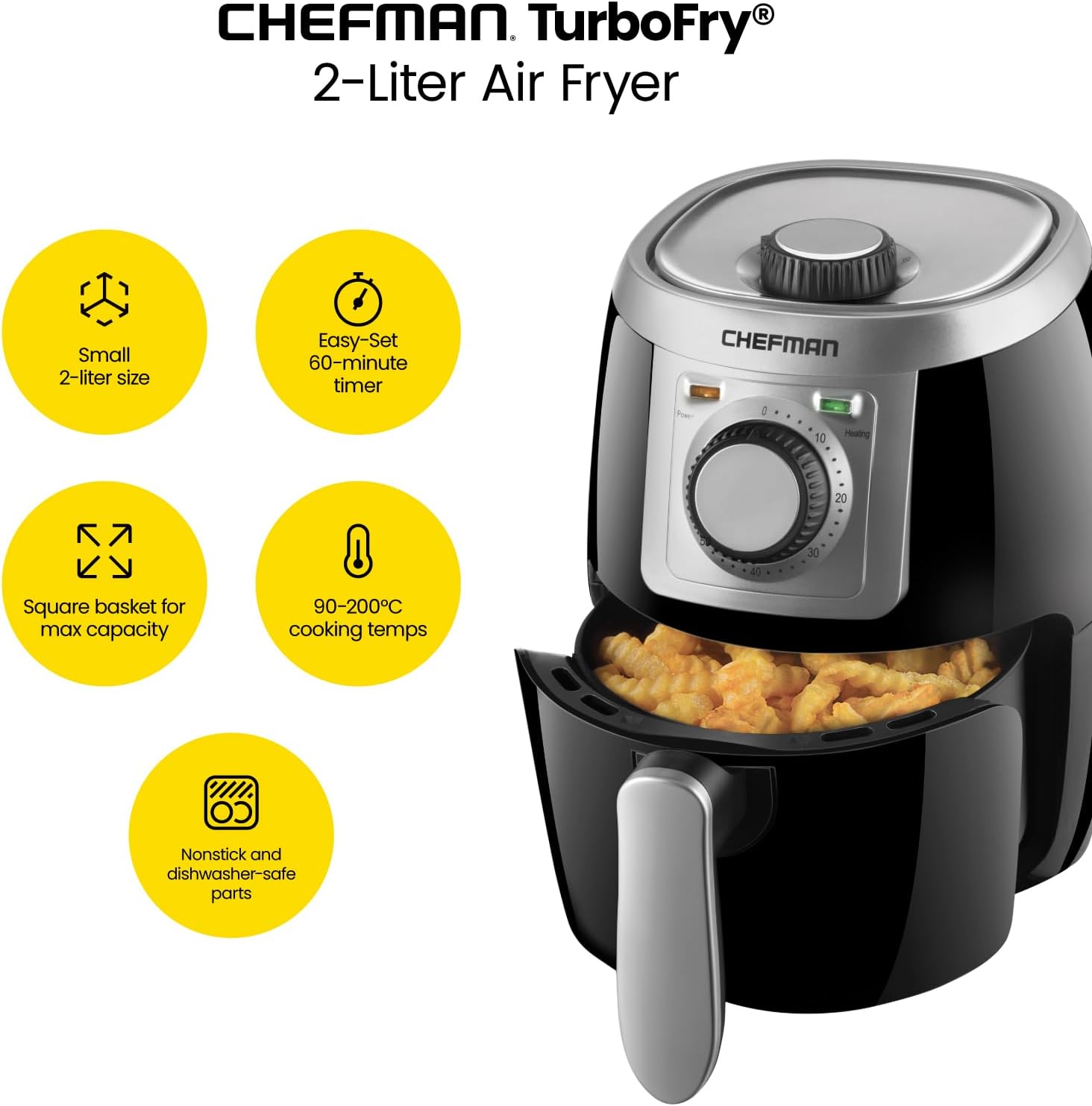 CHEFMAN Air Fryers with Rotisserie, Dehydrator, 10L & 2Qt Capacities, 17 Presets, 60 Min Timer