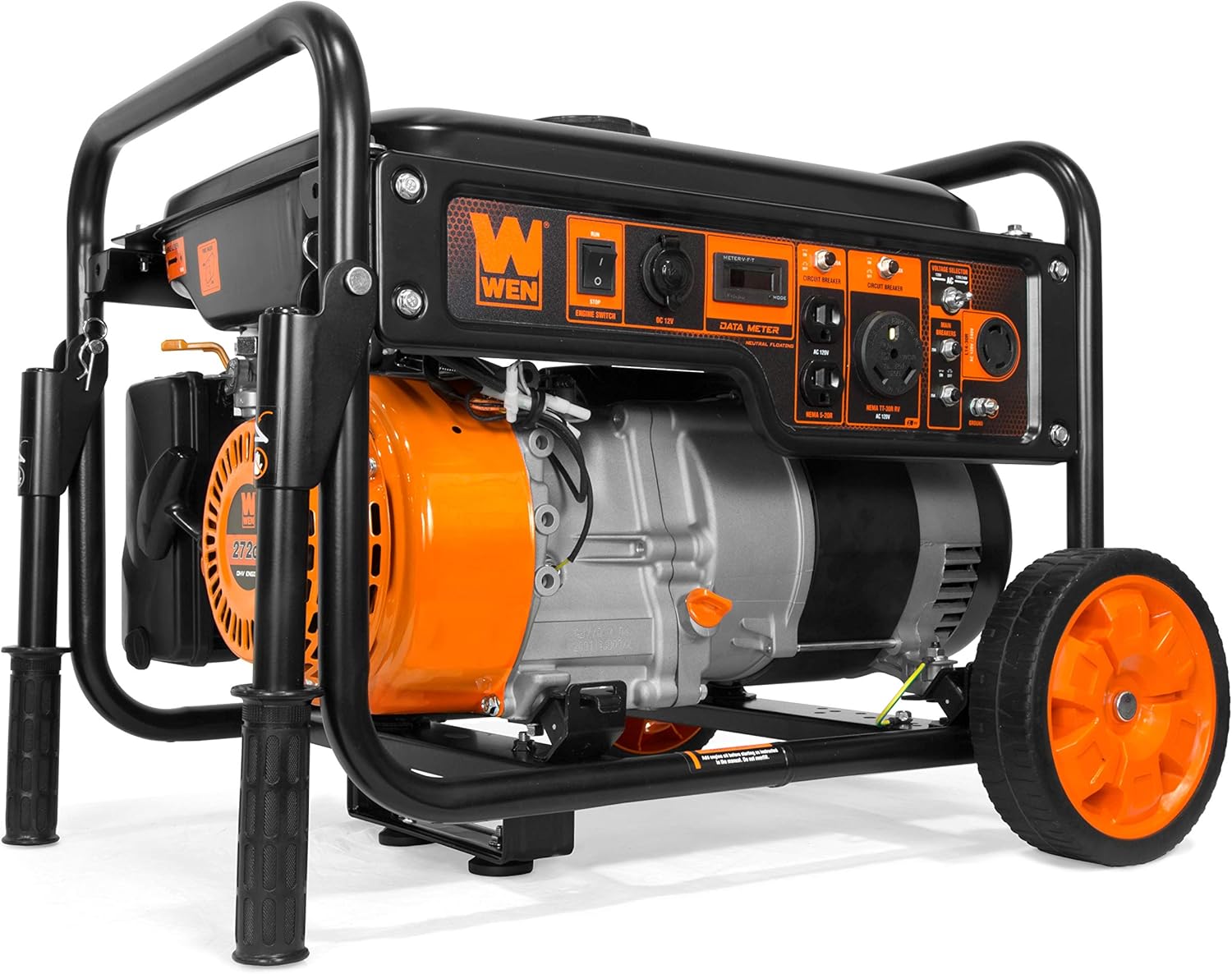 WEN GN6000 6000-Watt RV-Ready Portable Generator with Wheel Kit, CARB Compliant, Black