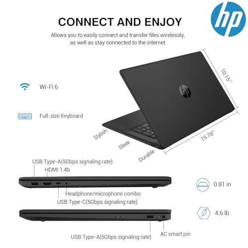 HP Newest 17 Laptop Computer, 17.3'' FHD Laptop PC, Intel Core i7(10 cores), Black