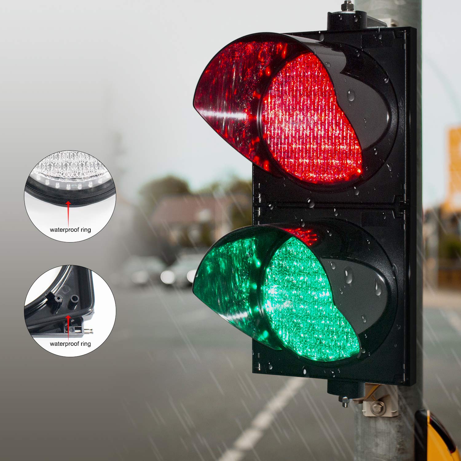 BBMi DC9-36V 200mm(8inch) Traffic Light, Red/Green Stop and Go Light, Traffic Signal Light, PC Housing Waterproof IP65 Industrial LED Traffic Stop Light, Dock Bay Indicator Warning Light