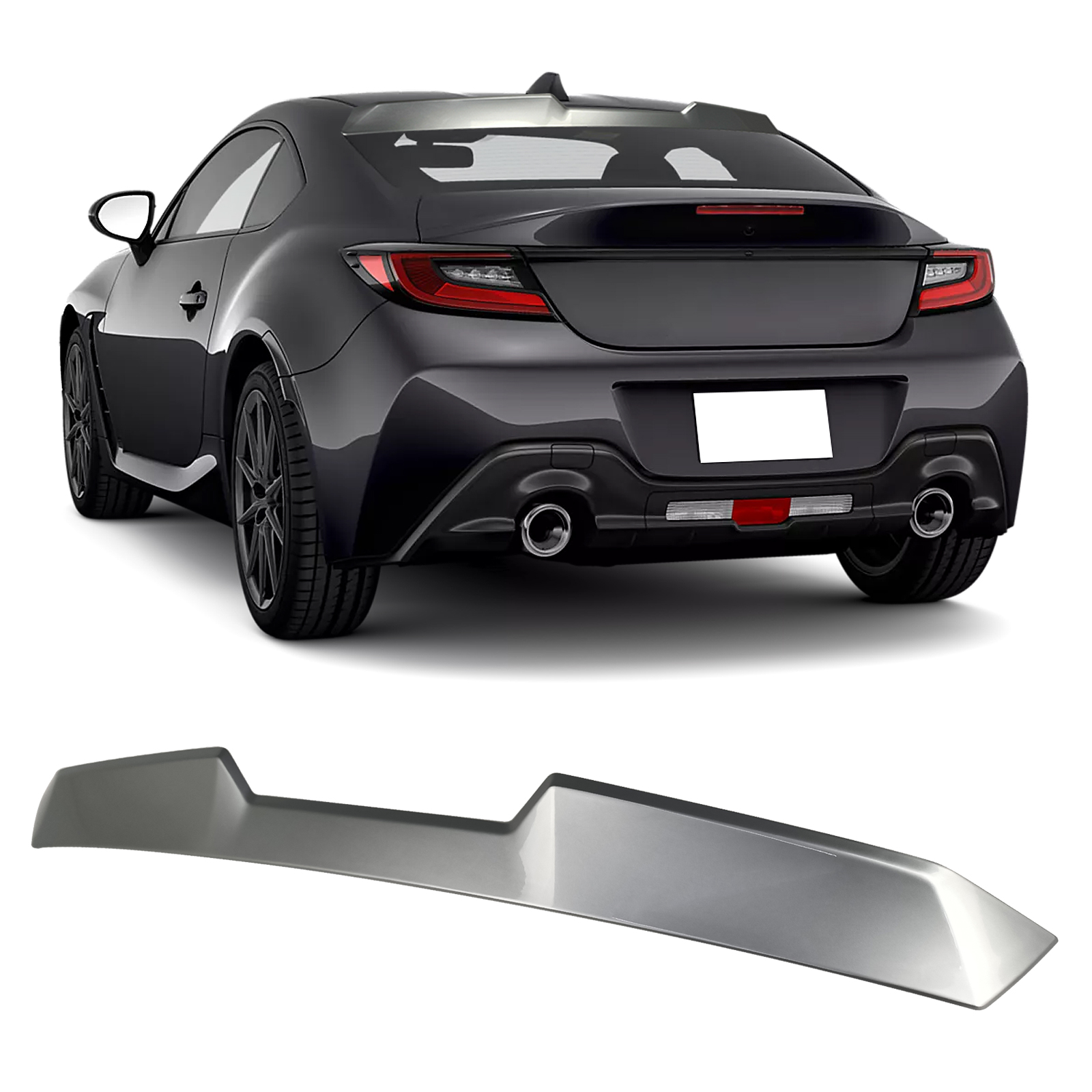 Ikon Motorsports Roof Spoiler Compatible With 2022-2023 Subaru BRZ Toyota GR86, Painted #P8Y Magnetite Gray/Pavement Metallic ABS Plastic V Style Rear Window Visor Spoiler Wing
