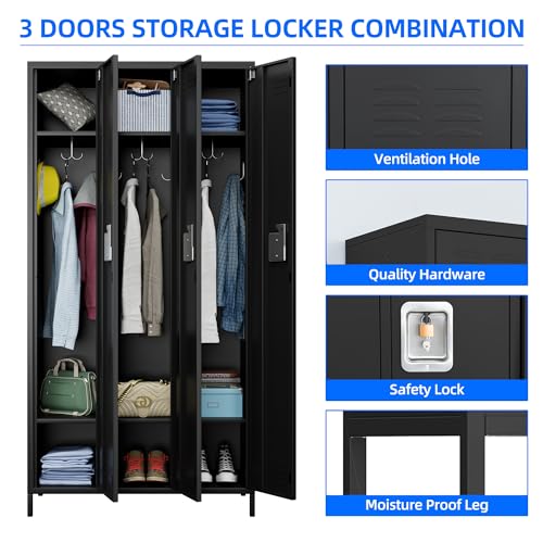 METAN Metal Storage Locker for School Office Gym Bedroom, 12 Doors Locker Cabinet for Employees, Industrial Steel Storage Locker with 12 Hooks, Assembly Required (12 Door-Light Gray)